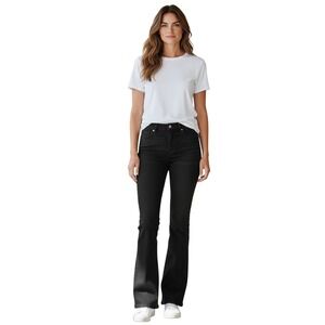 FRAME Le Crop Mini Boot ankle Jeans Film‎ Noir Black Stretch Denim Size 31
